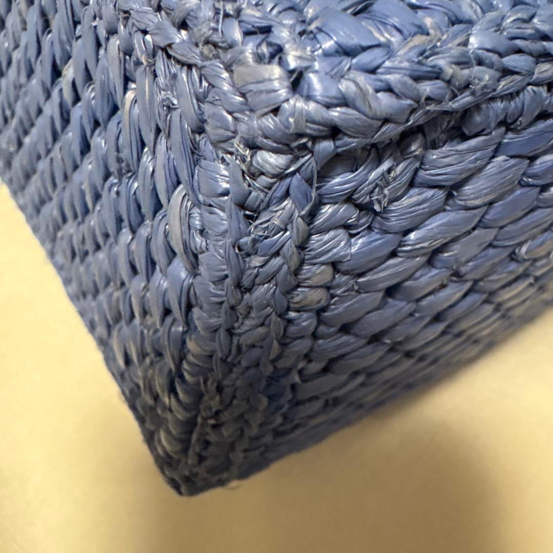 LOEWE フォントトート　ロゴ入り ブルー かごバッグ