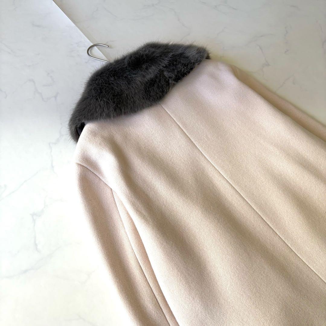 現行モデル✨大きめサイズ46　マックスマーラ　ファーコート　ミドル丈　ベージュ