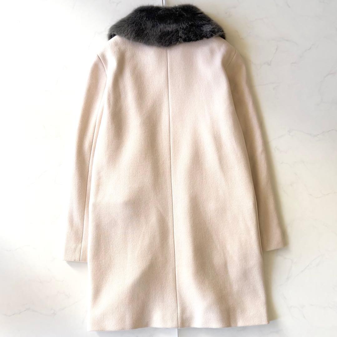 現行モデル✨大きめサイズ46　マックスマーラ　ファーコート　ミドル丈　ベージュ