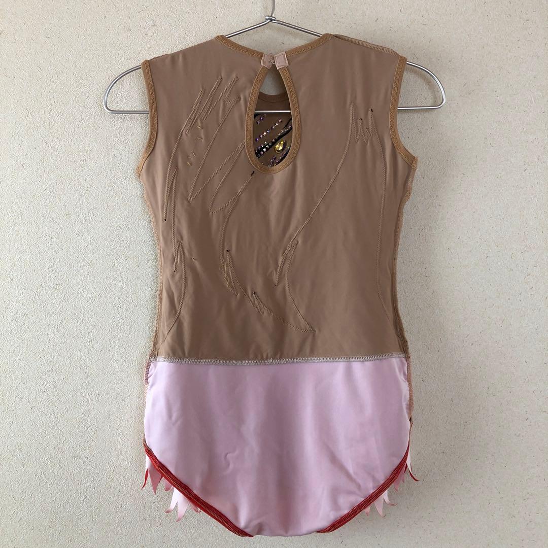 スリーブレスレオタード 赤黒装飾 150センチ