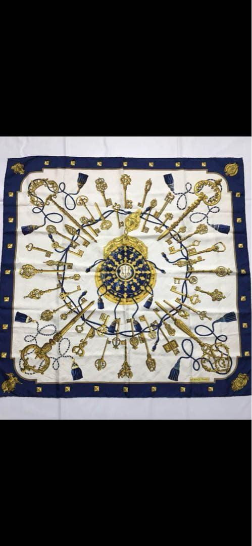 HERMES 未使用 カレ90 スカーフ シルク ネイビー エルメス