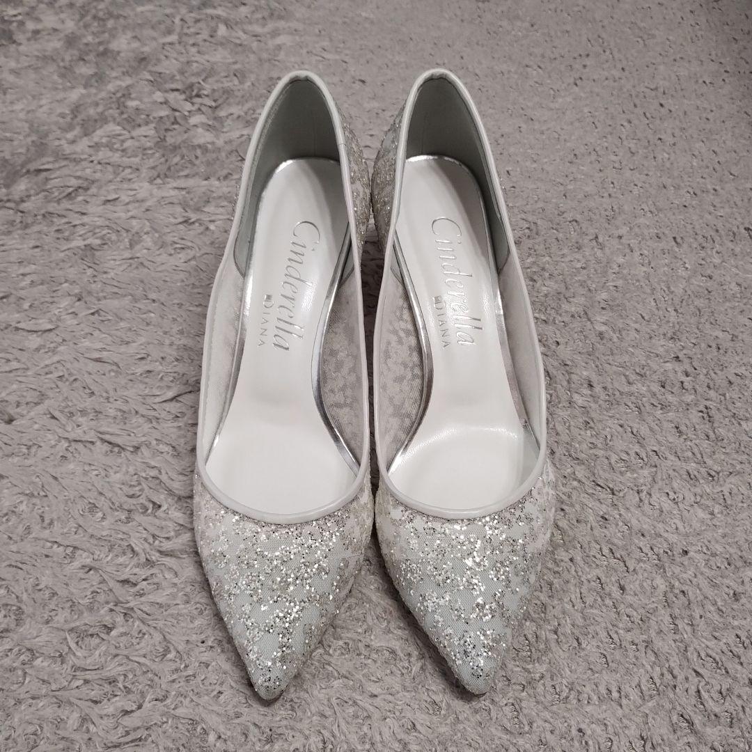 Diana シルバー　ウェディングシューズ　花嫁　新婦　結婚式　挙式　披露宴