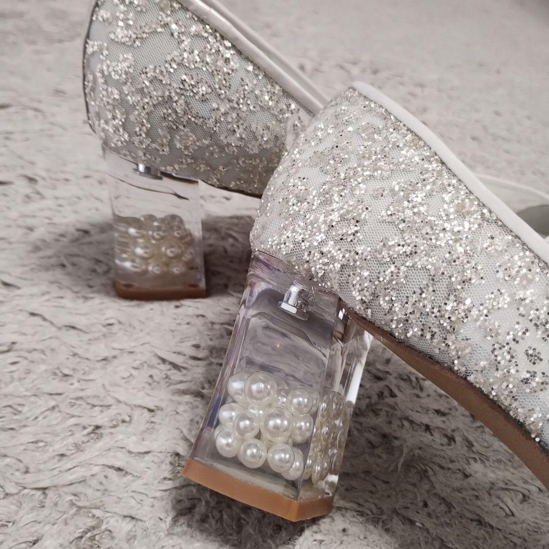 Diana シルバー　ウェディングシューズ　花嫁　新婦　結婚式　挙式　披露宴