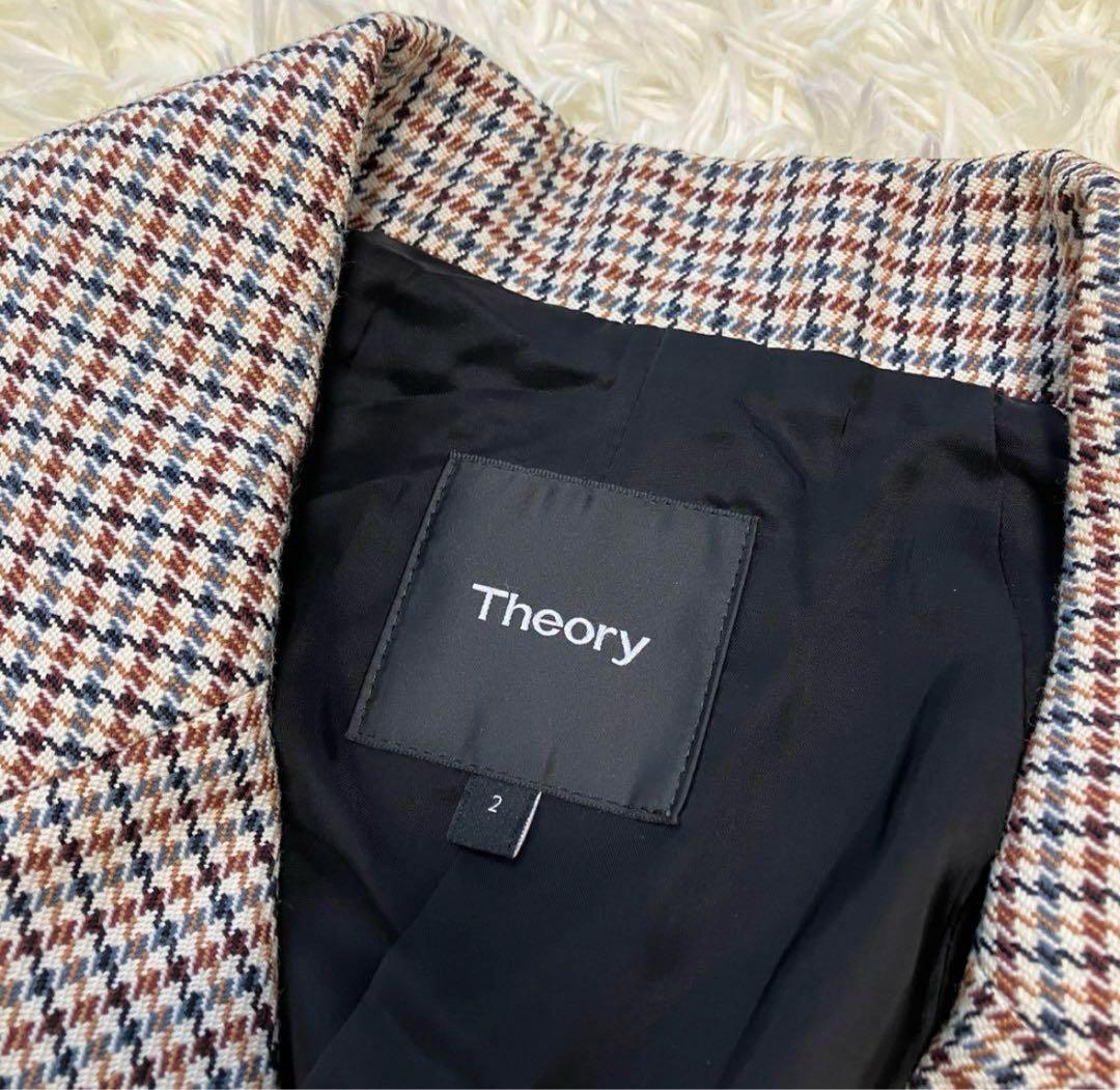 美品 現行ダグ✨Theory 千鳥　ロング　チェスターコート　ダブル