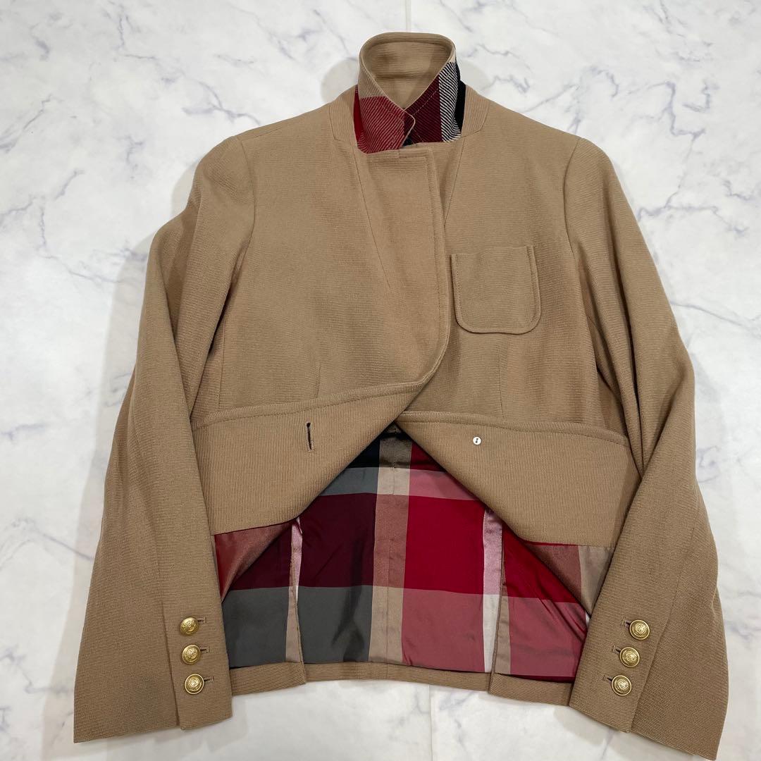 ブルーレーベル クレストブリッジチェックウールジャケット 金ボタン 三陽商会
