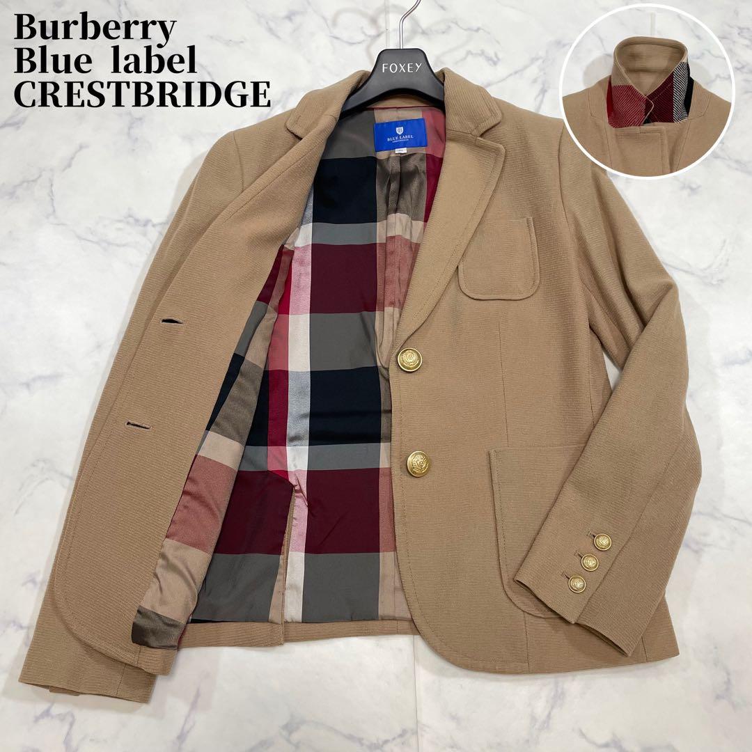 ブルーレーベル クレストブリッジチェックウールジャケット 金ボタン 三陽商会