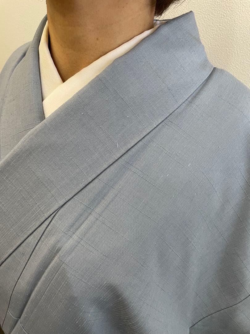 無地　紬　水色