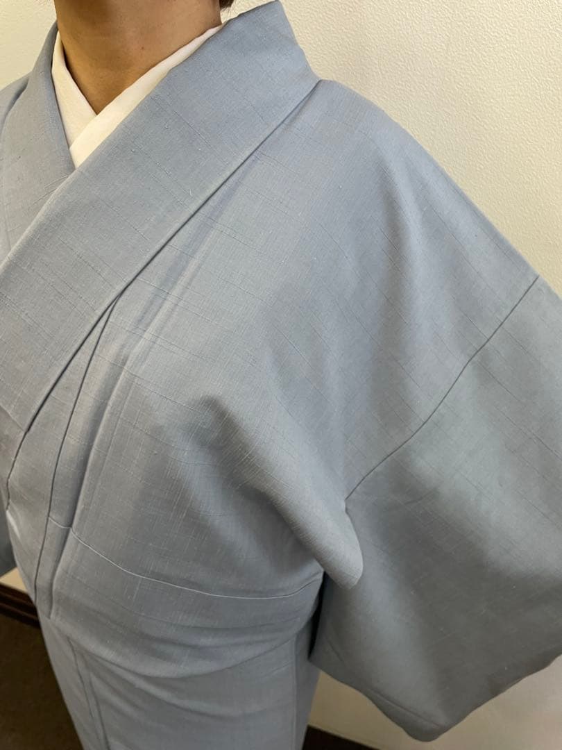 無地　紬　水色