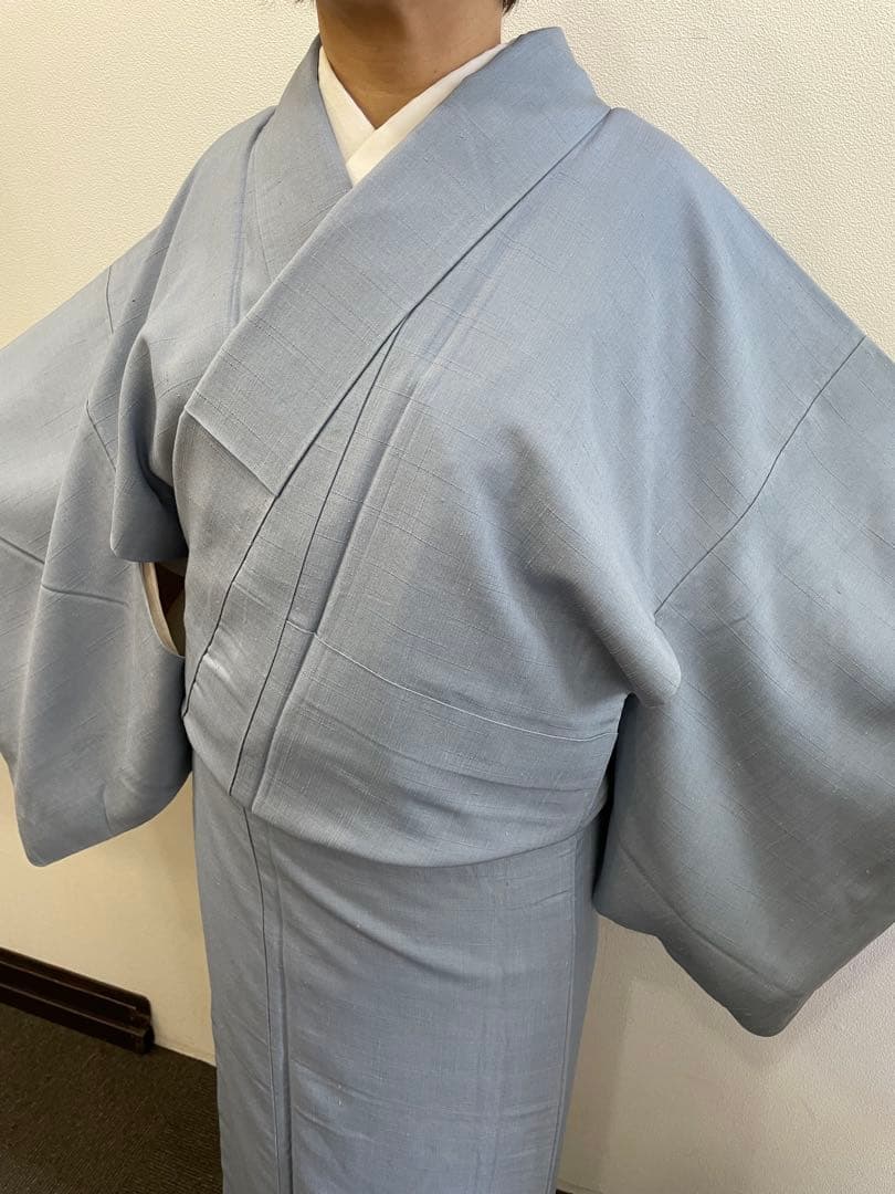 無地　紬　水色