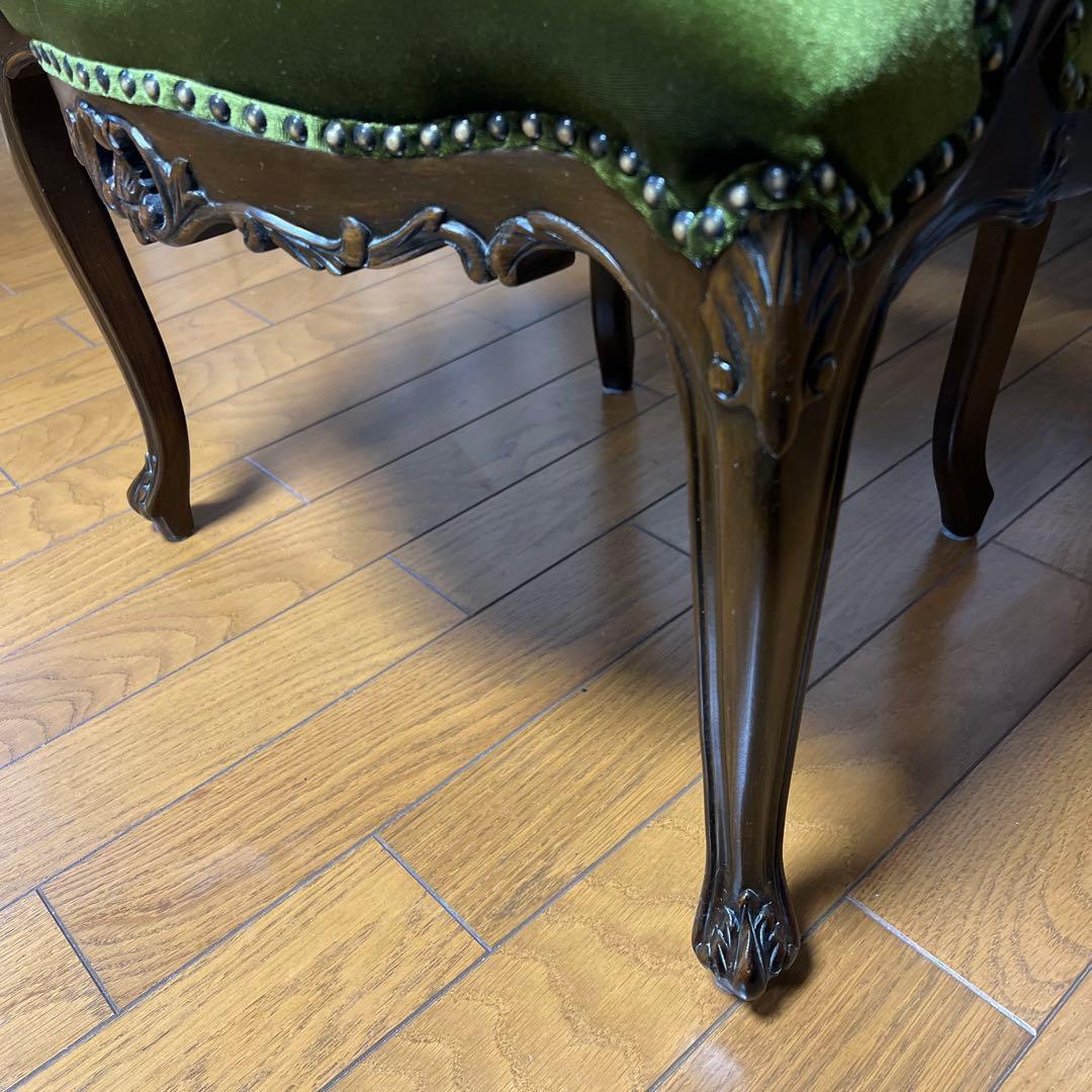 グリーンベルベットダイニングチェア②