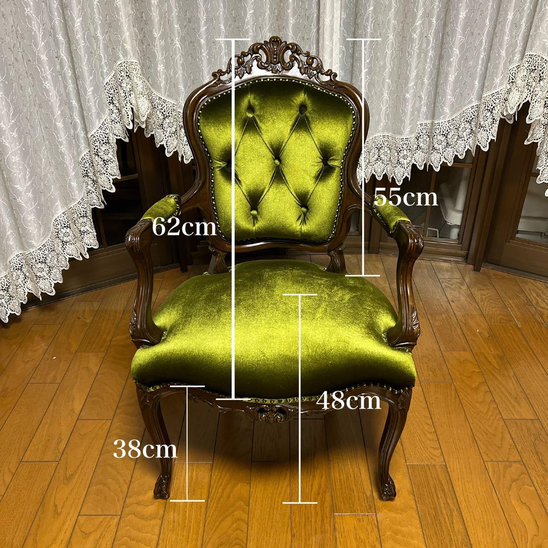 グリーンベルベットダイニングチェア②