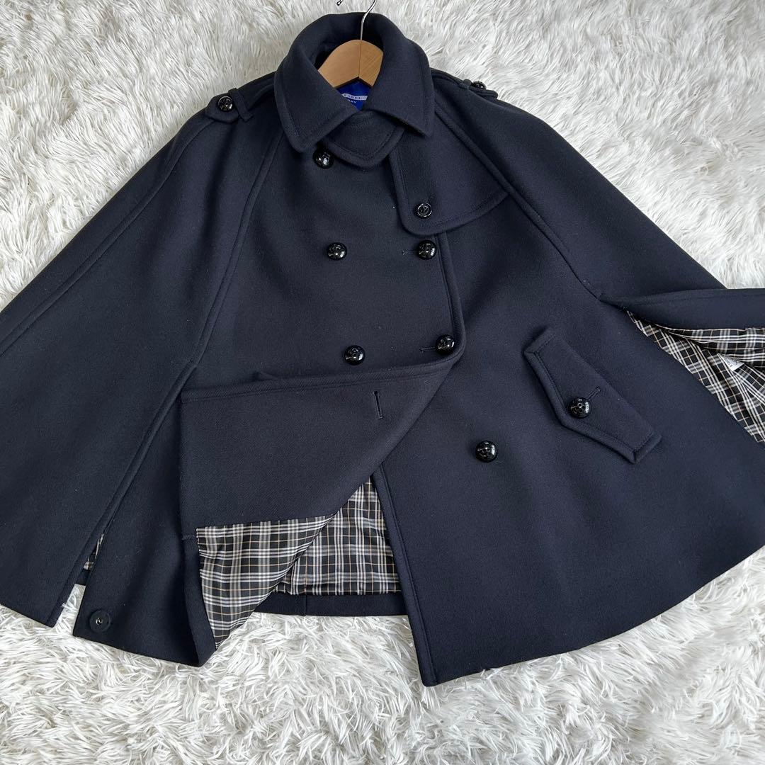 【極美品】バーバリーブルーレーベル ケープ　ポンチョ　コート ノバチェック　40
