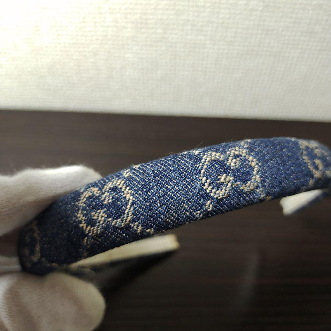 GUCCI　カチューシャ　GG柄　デニム地