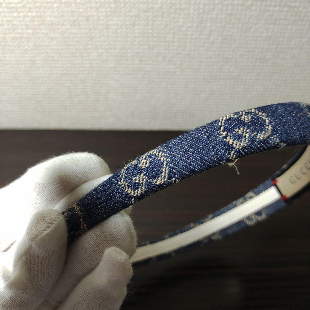 GUCCI　カチューシャ　GG柄　デニム地