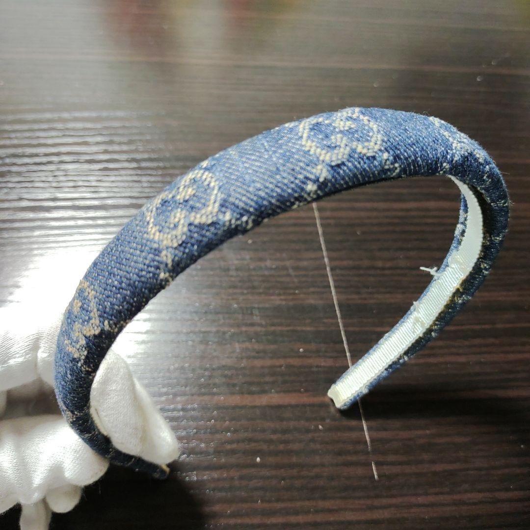 GUCCI　カチューシャ　GG柄　デニム地