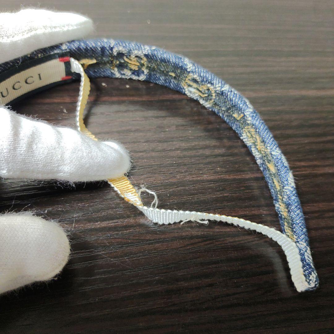 GUCCI　カチューシャ　GG柄　デニム地