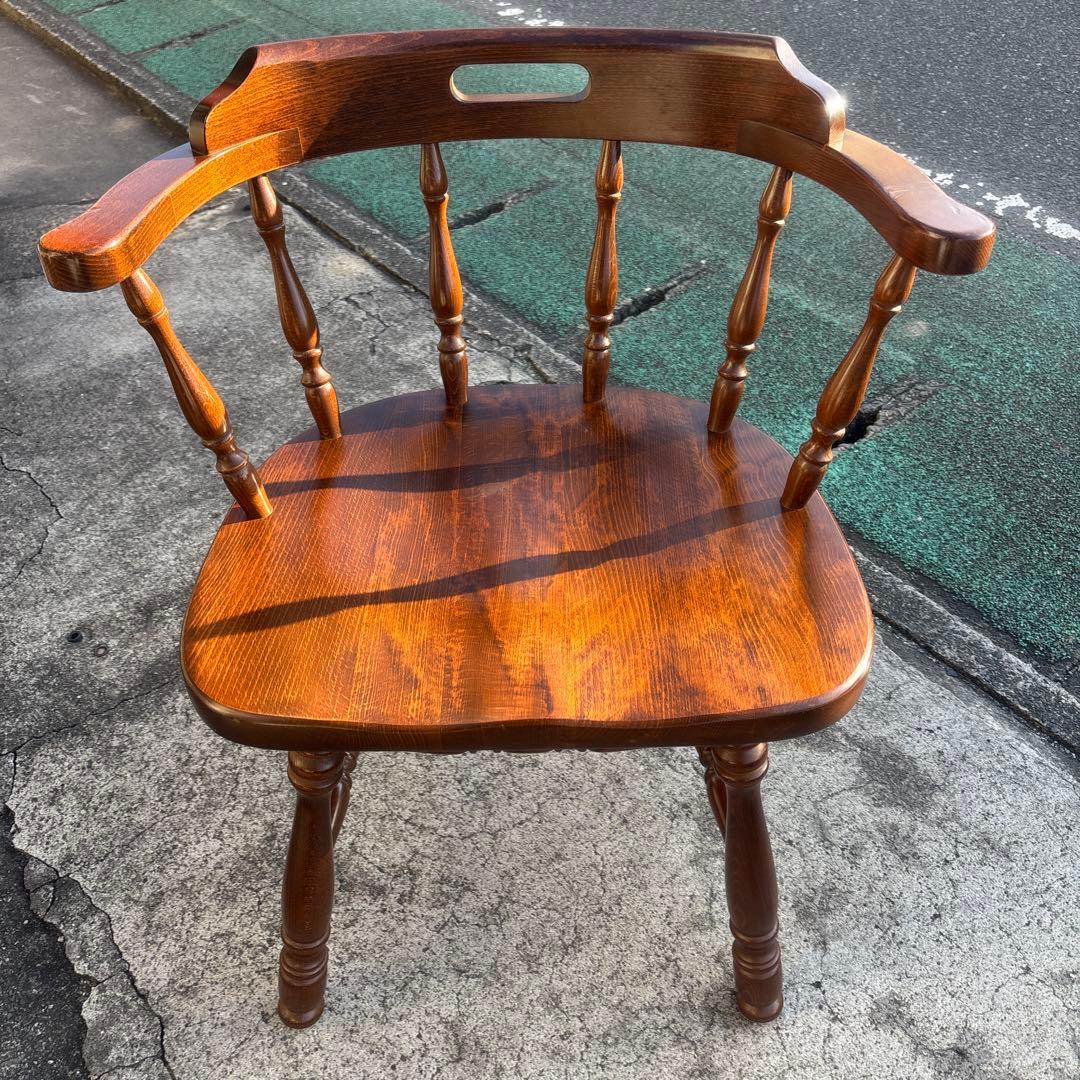 飛騨産業 キツツキ アームチェア 持ち手 ろくろ脚 ヴィンテージ①