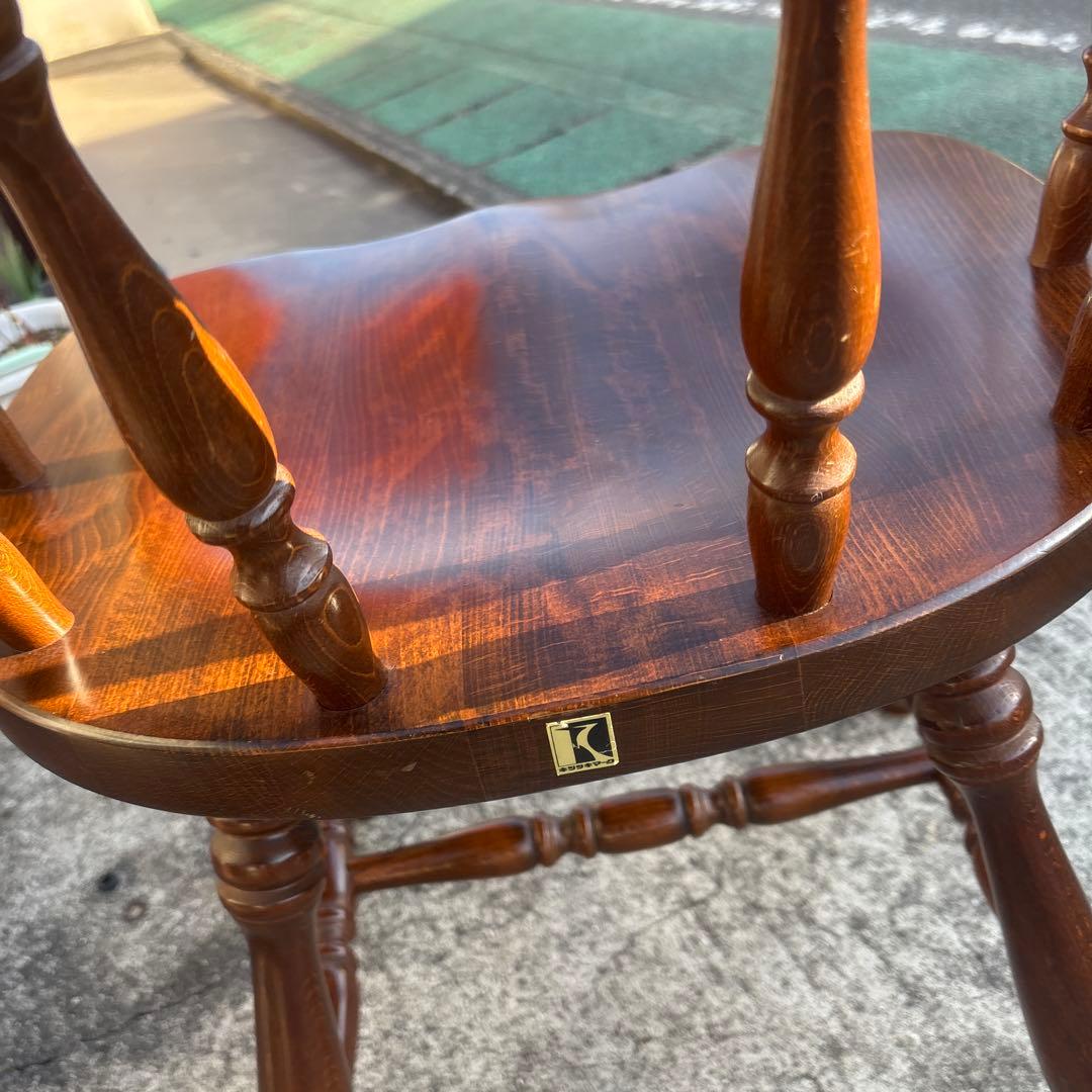 飛騨産業 キツツキ アームチェア 持ち手 ろくろ脚 ヴィンテージ①