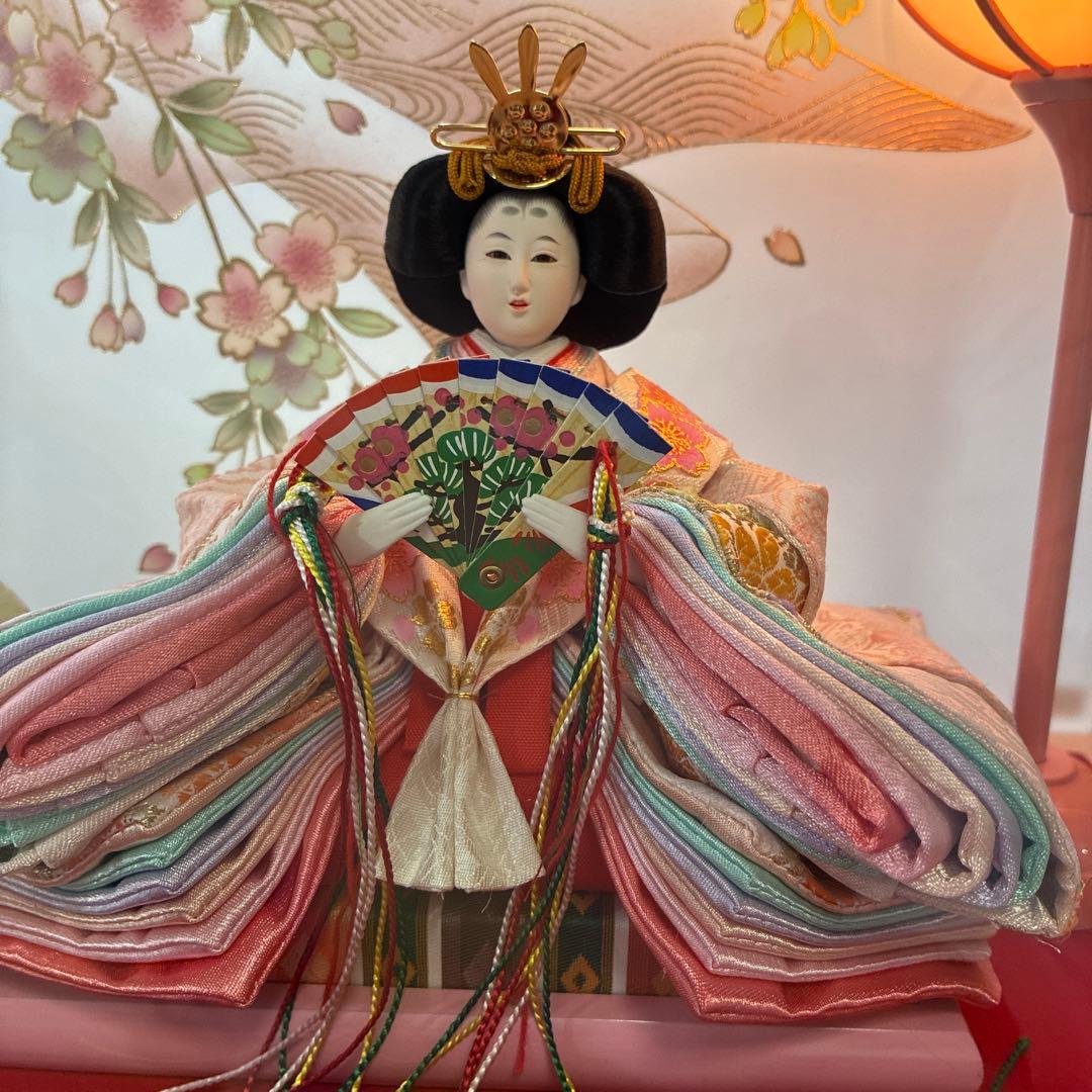 雛人形　アクリルケース　木枠ピンク（※2月9日削除予定）