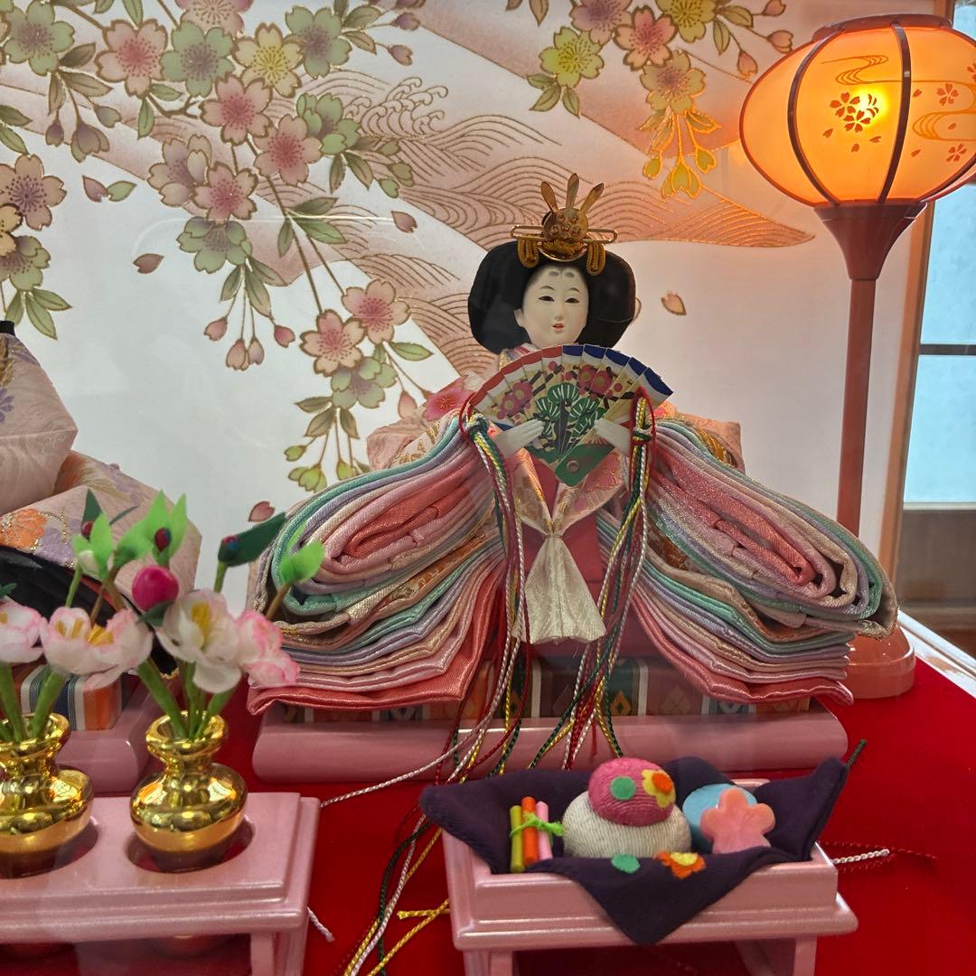 雛人形　アクリルケース　木枠ピンク（※2月9日削除予定）