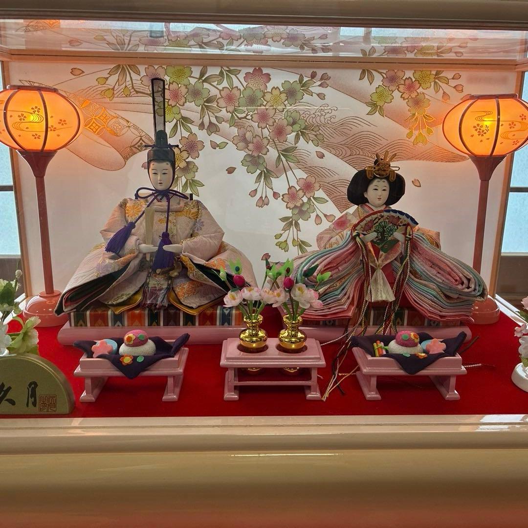 雛人形　アクリルケース　木枠ピンク（※2月9日削除予定）