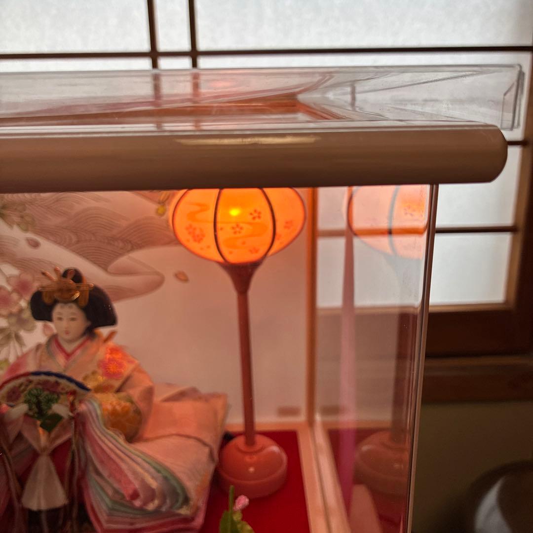 雛人形　アクリルケース　木枠ピンク（※2月9日削除予定）