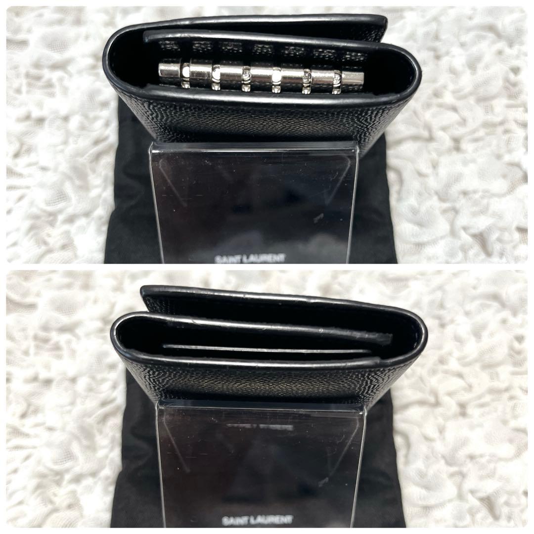 未使用級✨サンローラン　6連　キーケース　キーリング　キャビアスキン　YSL　黒