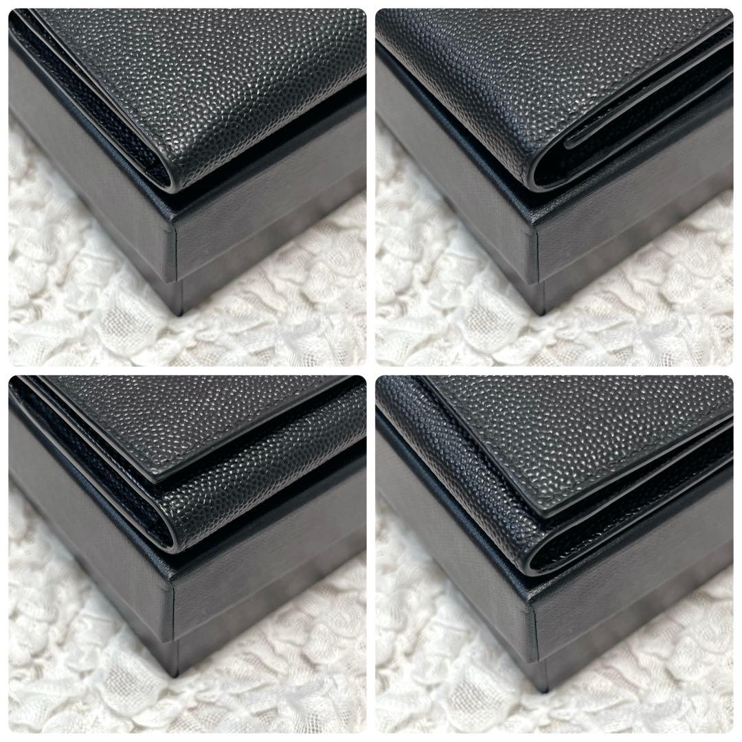 未使用級✨サンローラン　6連　キーケース　キーリング　キャビアスキン　YSL　黒