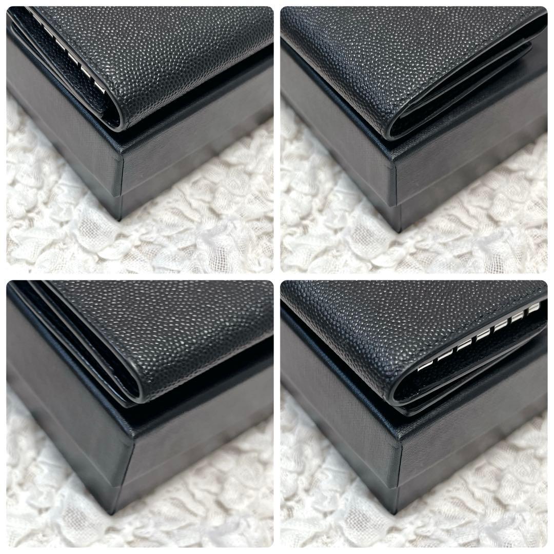 未使用級✨サンローラン　6連　キーケース　キーリング　キャビアスキン　YSL　黒