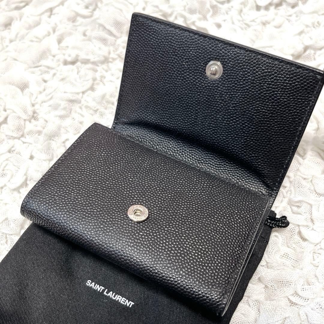 未使用級✨サンローラン　6連　キーケース　キーリング　キャビアスキン　YSL　黒