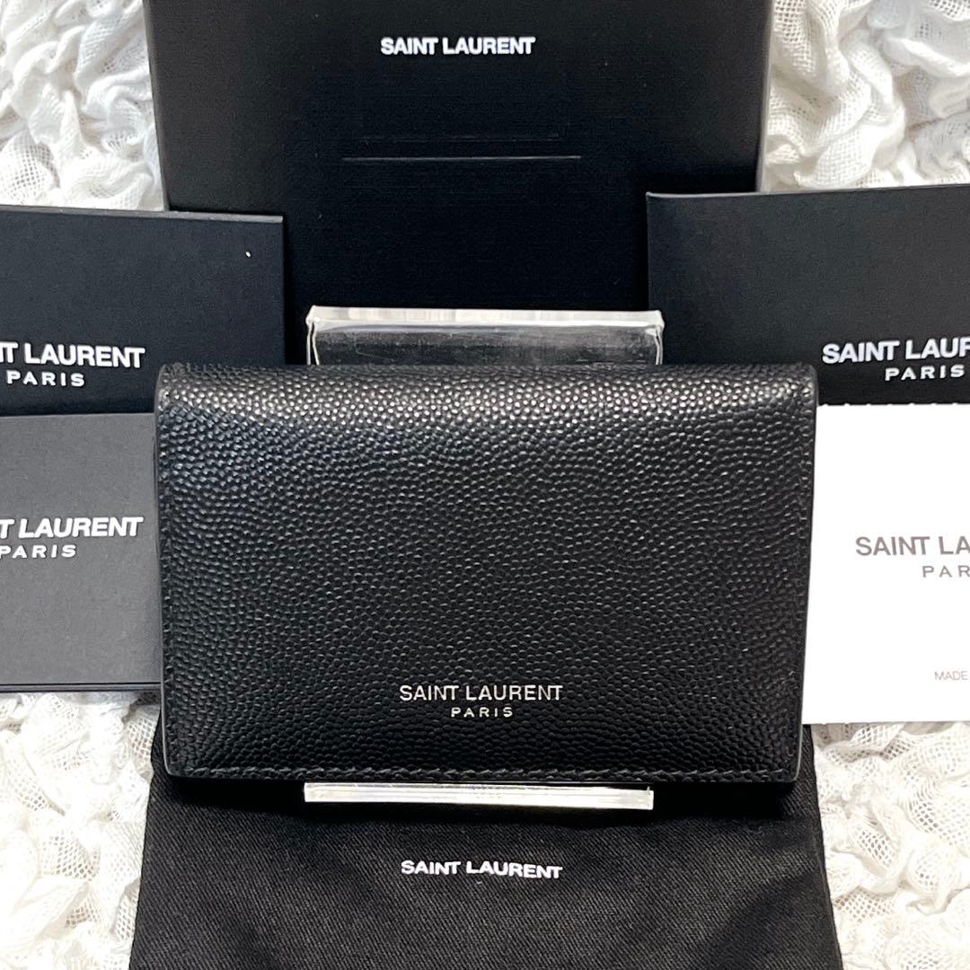 未使用級✨サンローラン　6連　キーケース　キーリング　キャビアスキン　YSL　黒