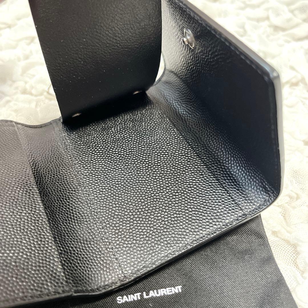 未使用級✨サンローラン　6連　キーケース　キーリング　キャビアスキン　YSL　黒