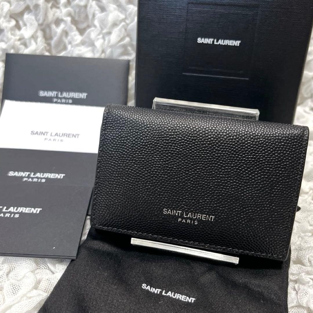 未使用級✨サンローラン　6連　キーケース　キーリング　キャビアスキン　YSL　黒