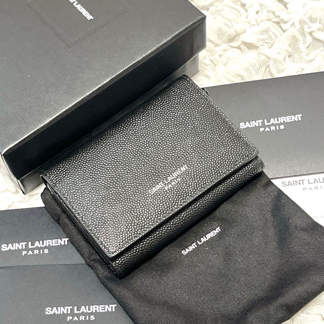 未使用級✨サンローラン　6連　キーケース　キーリング　キャビアスキン　YSL　黒