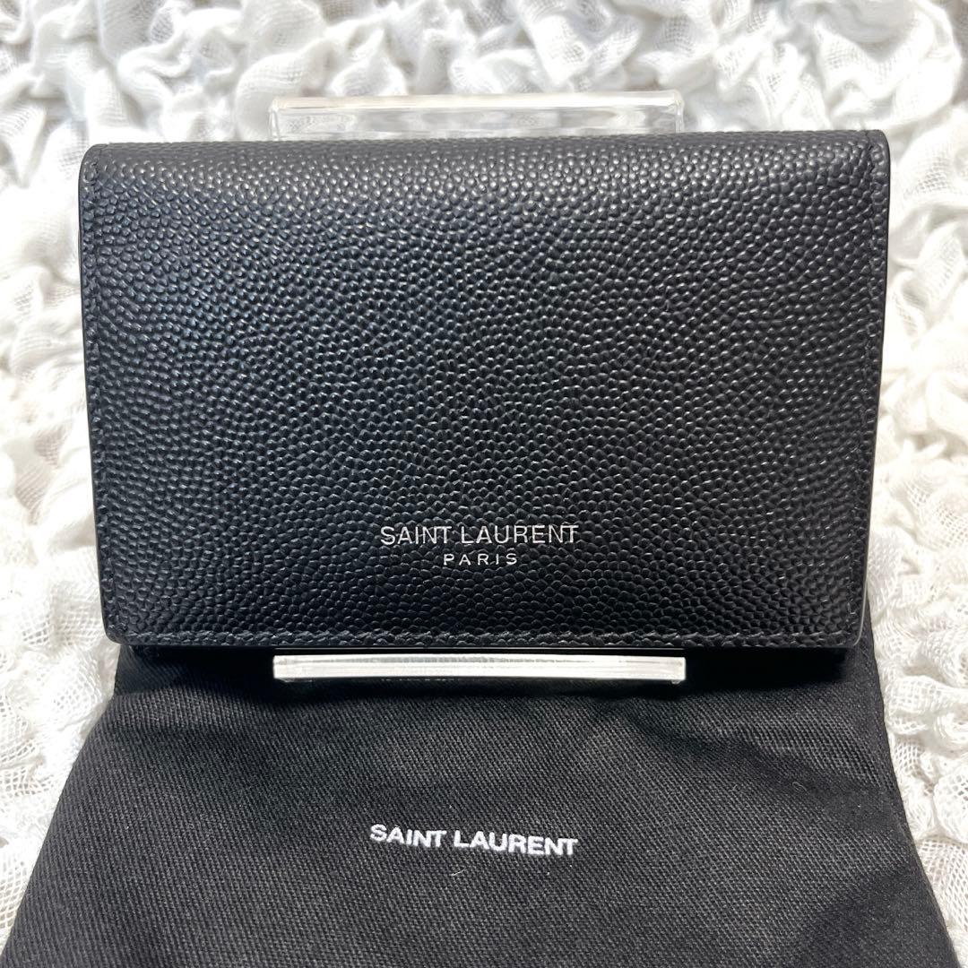 未使用級✨サンローラン　6連　キーケース　キーリング　キャビアスキン　YSL　黒