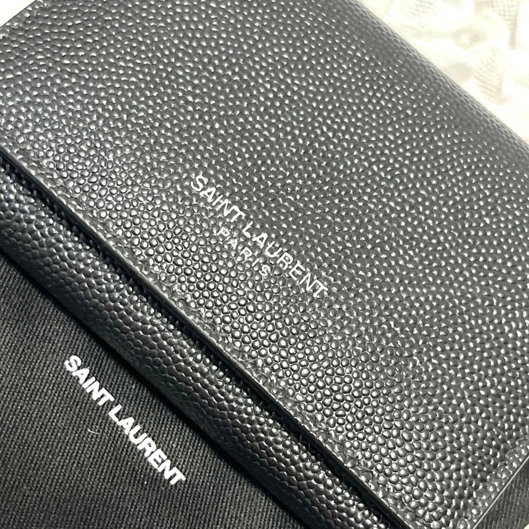 未使用級✨サンローラン　6連　キーケース　キーリング　キャビアスキン　YSL　黒