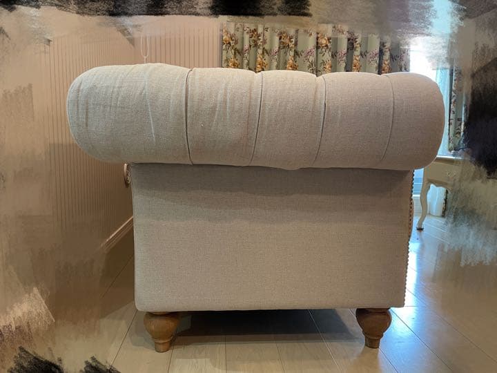 【送料込み】Mコレクション チェスターフィールド リネン ソファ