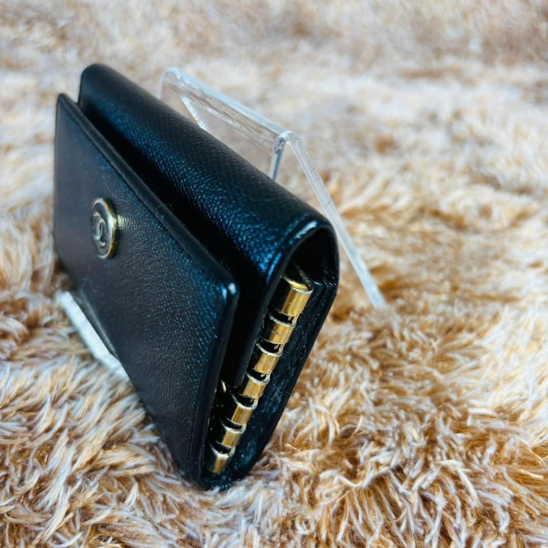 CHANEL 6連　キーケース ブラック　ココボタン　ココマーク　レザー