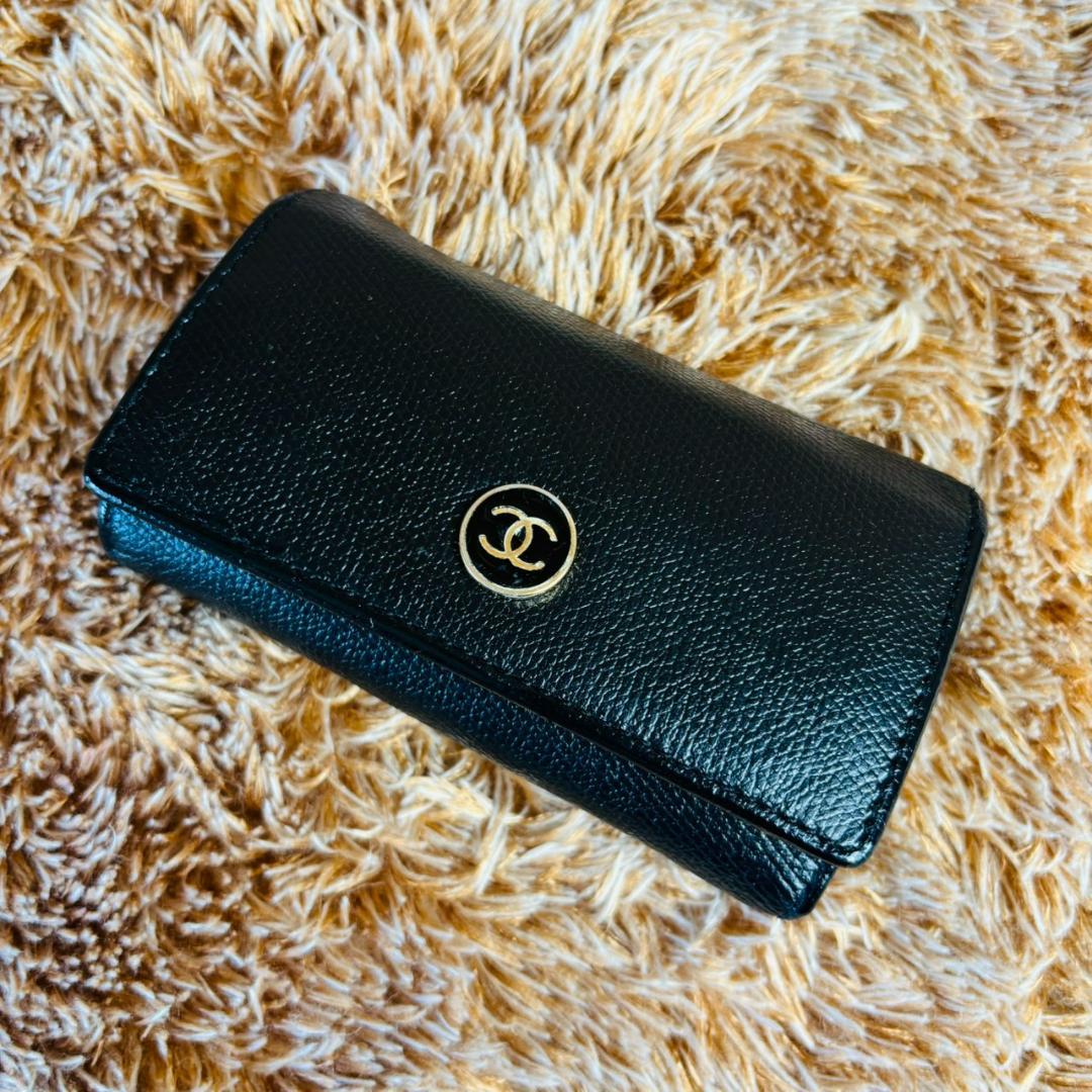 CHANEL 6連　キーケース ブラック　ココボタン　ココマーク　レザー