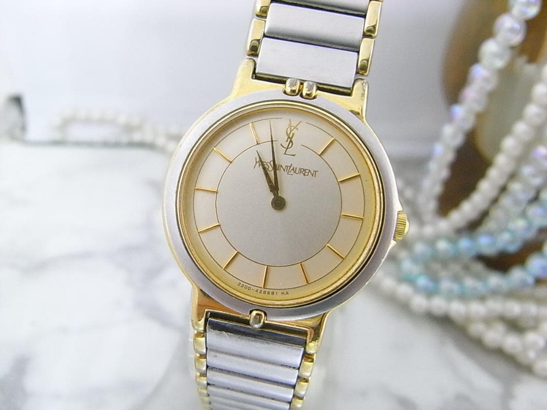 ヴィンテージ　YSL　イヴサンローラン　レディース　ウォッチ　薄21