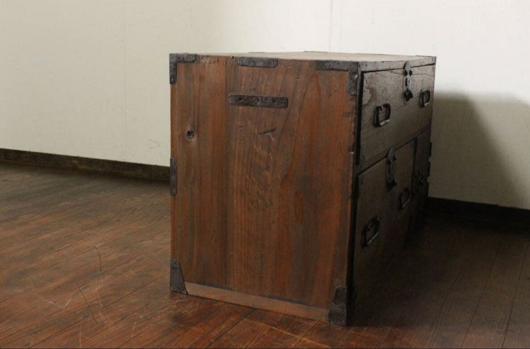 庄内箪笥 レトロ アンティーク 扉付4杯 前桐 時代箪笥 サイドボード 古家具