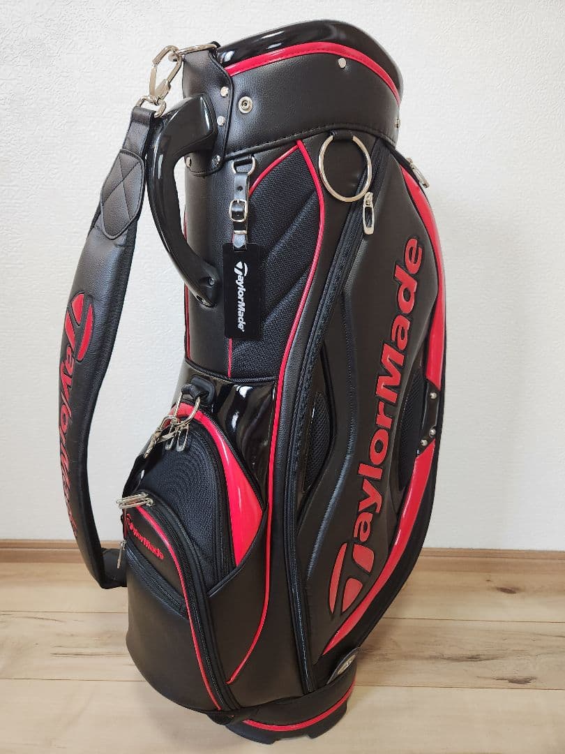 美品 テーラーメイド SY202 キャディバッグ 9型 赤×黒 フード付き
