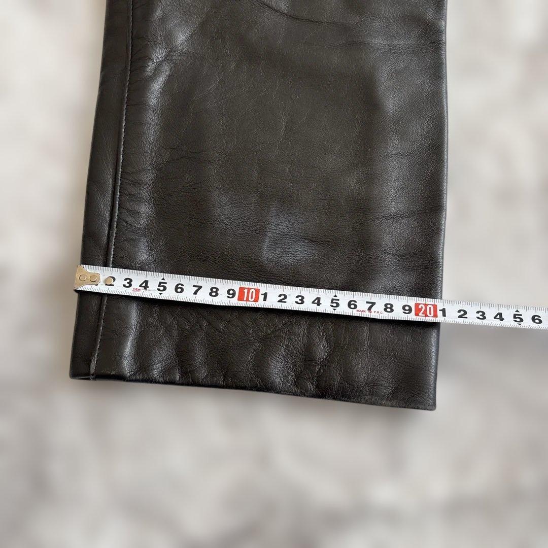 レザー ストレートレッグパンツ 黒