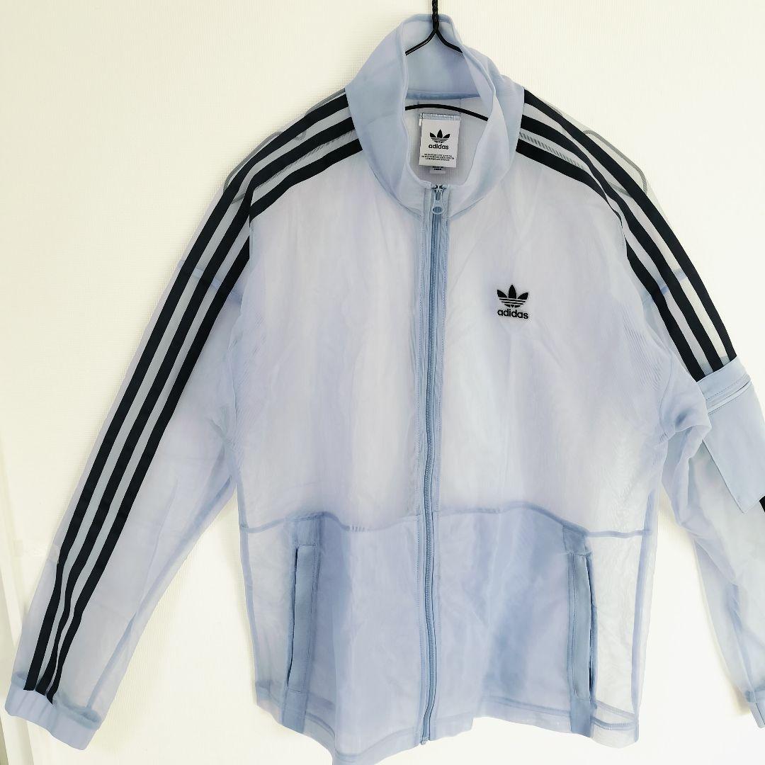adidas 青 シースルー ジャケット トラックトップ ジャージ レディースL