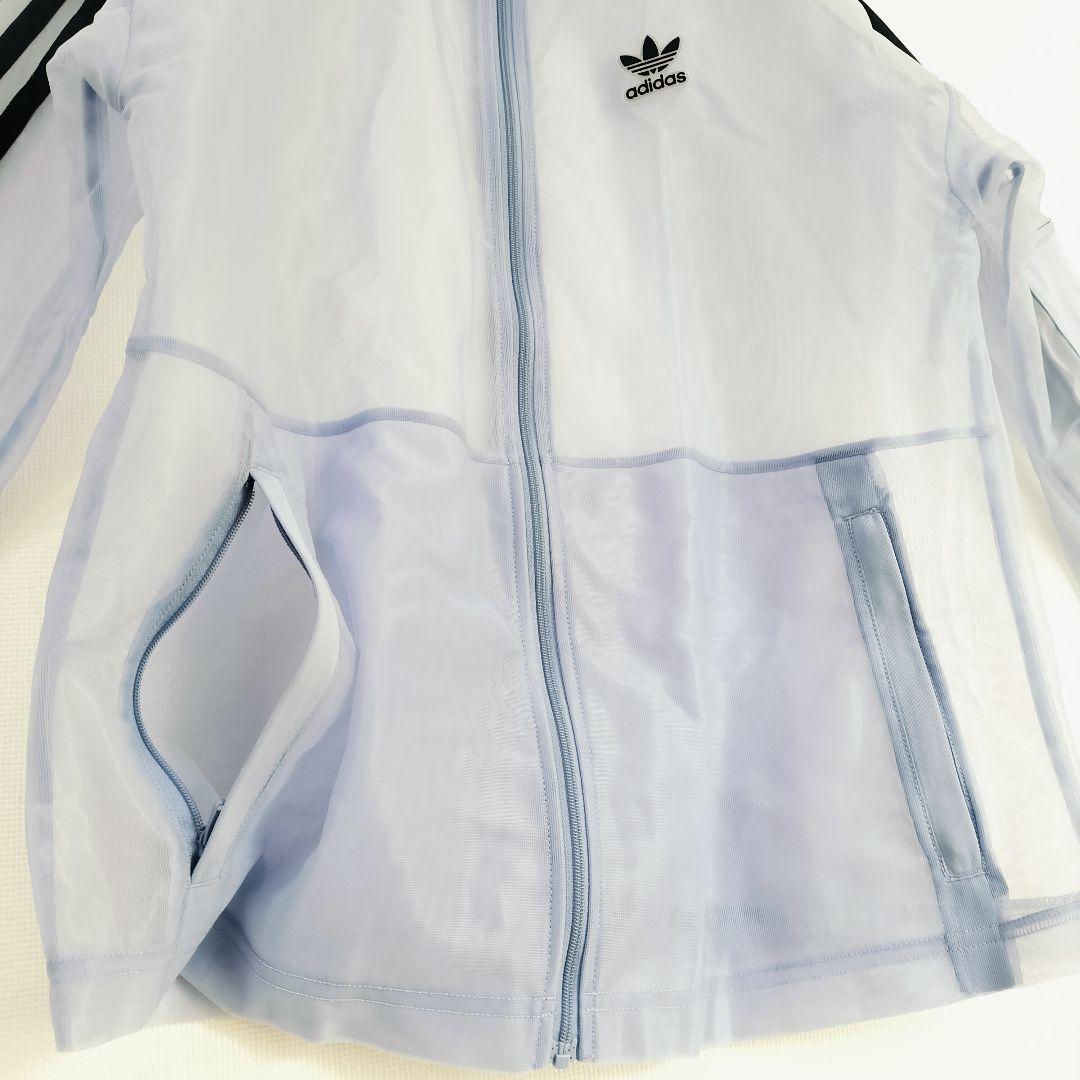 adidas 青 シースルー ジャケット トラックトップ ジャージ レディースL