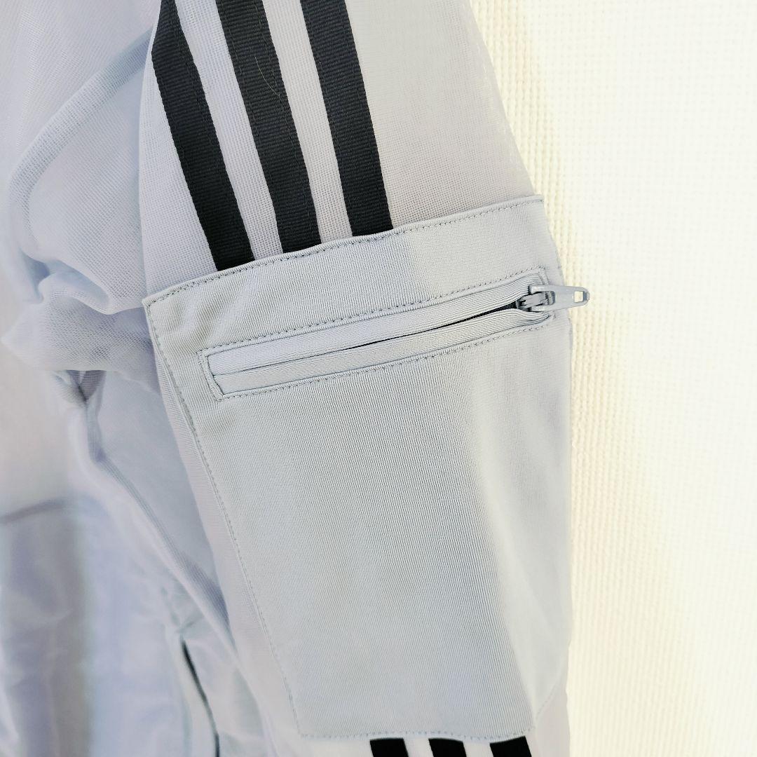 adidas 青 シースルー ジャケット トラックトップ ジャージ レディースL