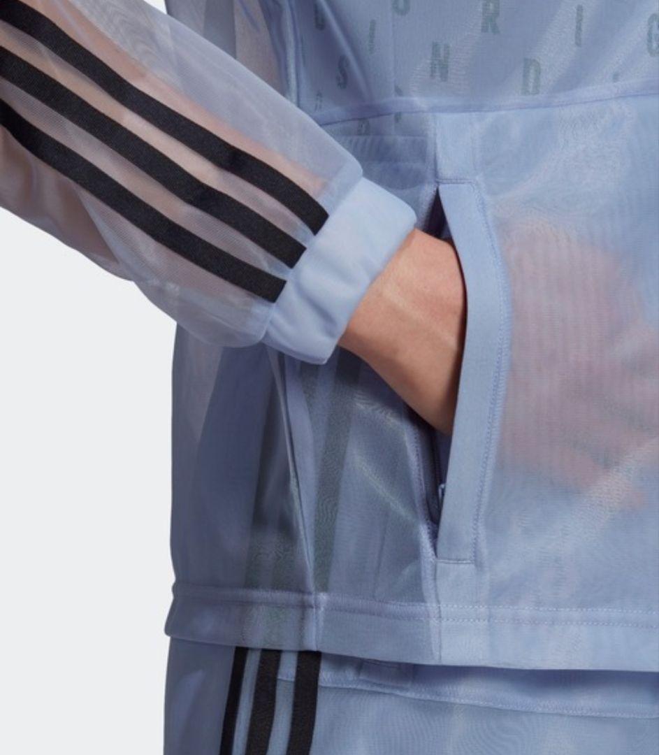 adidas 青 シースルー ジャケット トラックトップ ジャージ レディースL