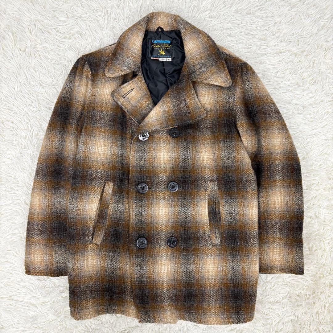 USA製 スピワック ゴールデンフリース オンブレーチェック Pコート 40