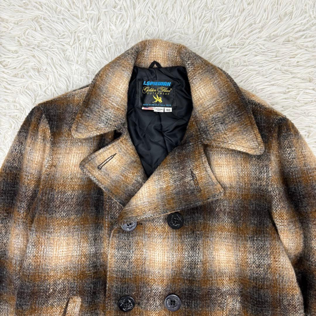 USA製 スピワック ゴールデンフリース オンブレーチェック Pコート 40