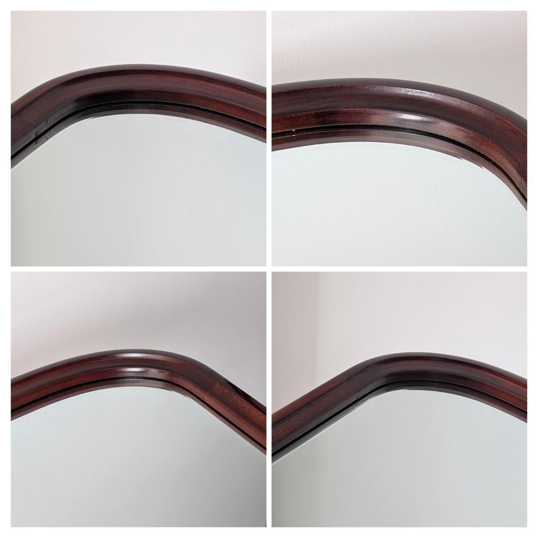 ビンテージ ラウンド ウッドフレーム ウォールミラー 壁掛鏡 北欧 美品 大きめ